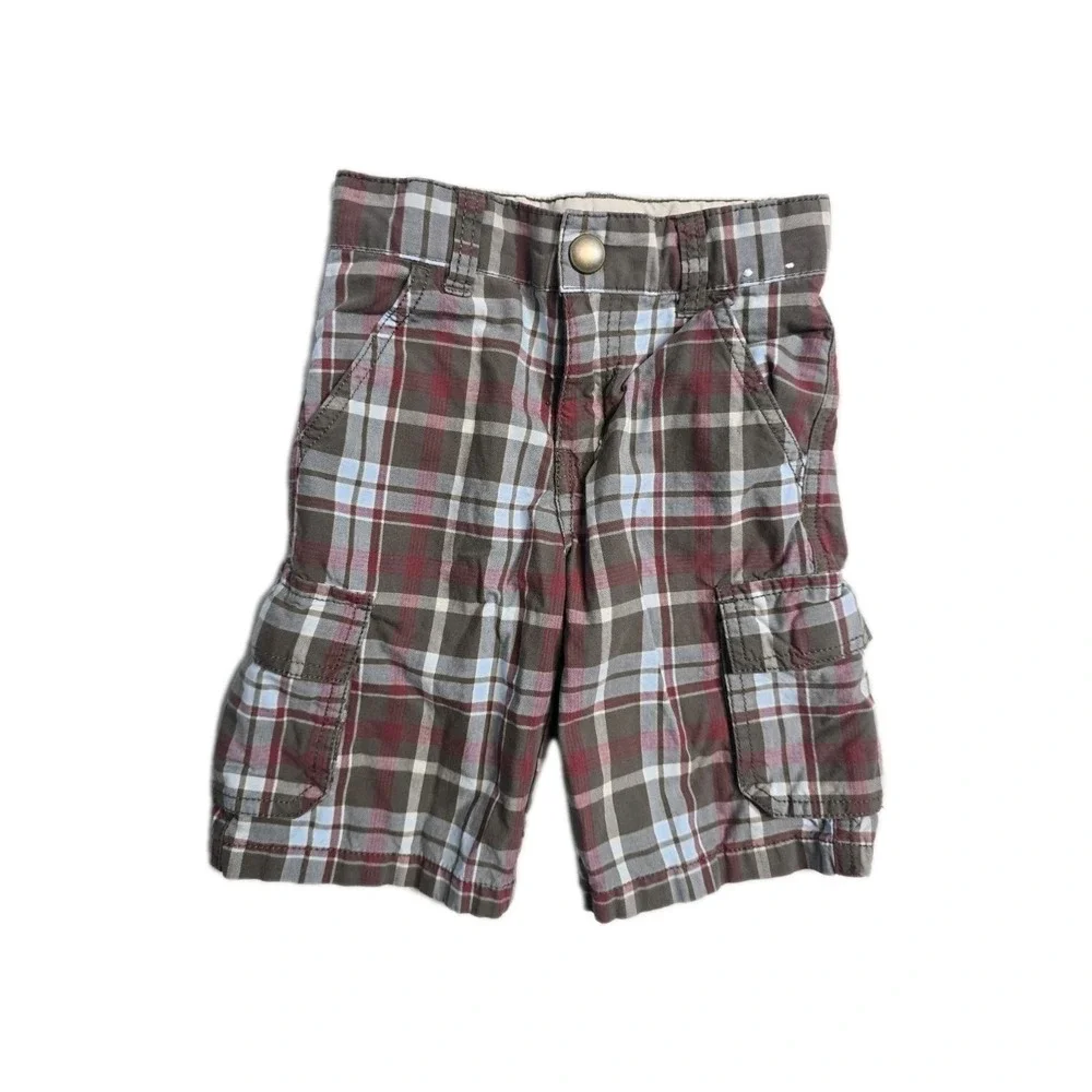 Gymboree 2010 Boys Brown‎ Plaid Shorts 3 Cargo